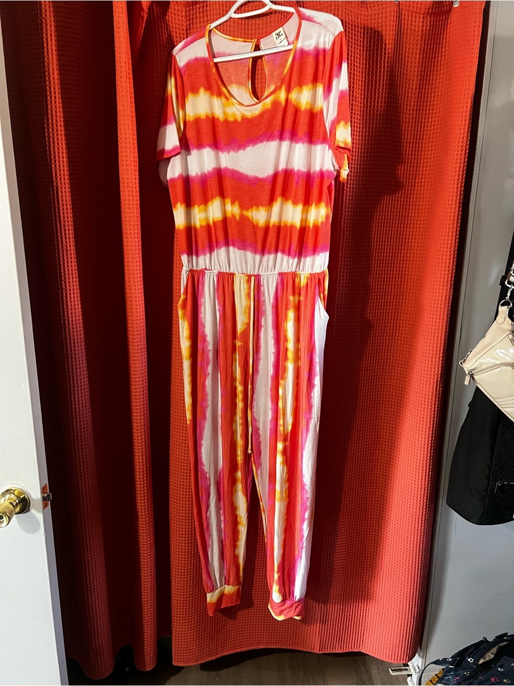 Sew In Love Pink, Orange & Yellow Tie-Dye Jumpsuit